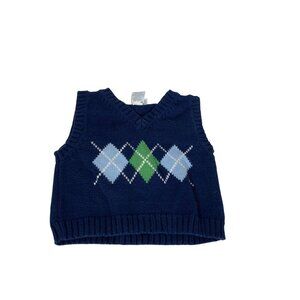 Lullaby Club Boys Infant Baby Size 6 Months Pullover Sweater Vest Argyle Blue Pu